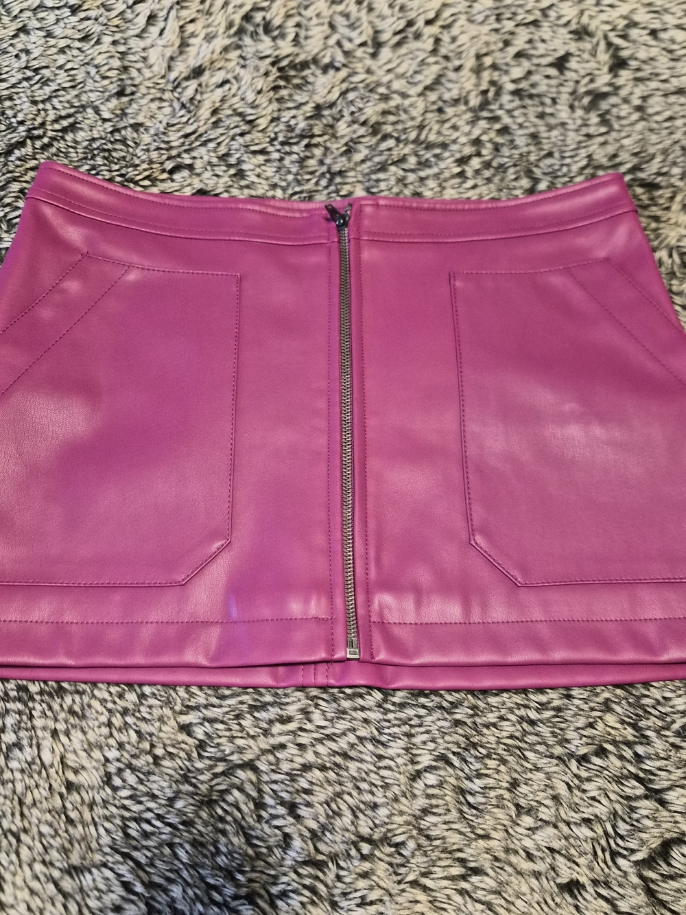 Free People Maya Mod Fuchsia Vegan Leather Mini Skirt